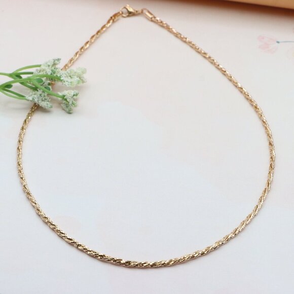 Elegant Rose Gold Twisted Rope Chain Necklace, XPNL0289 - Picture 1 of 10